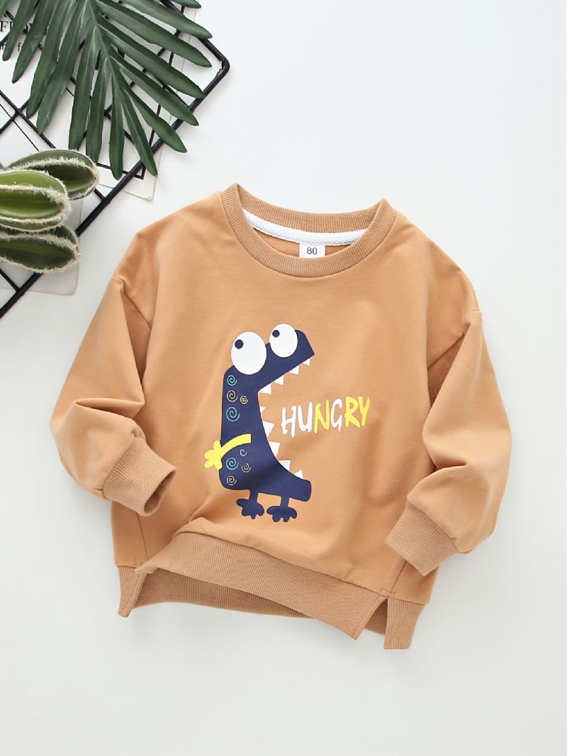 Børn Drenge Dinosaur Print Rundhals Langærmet Sweatshirt