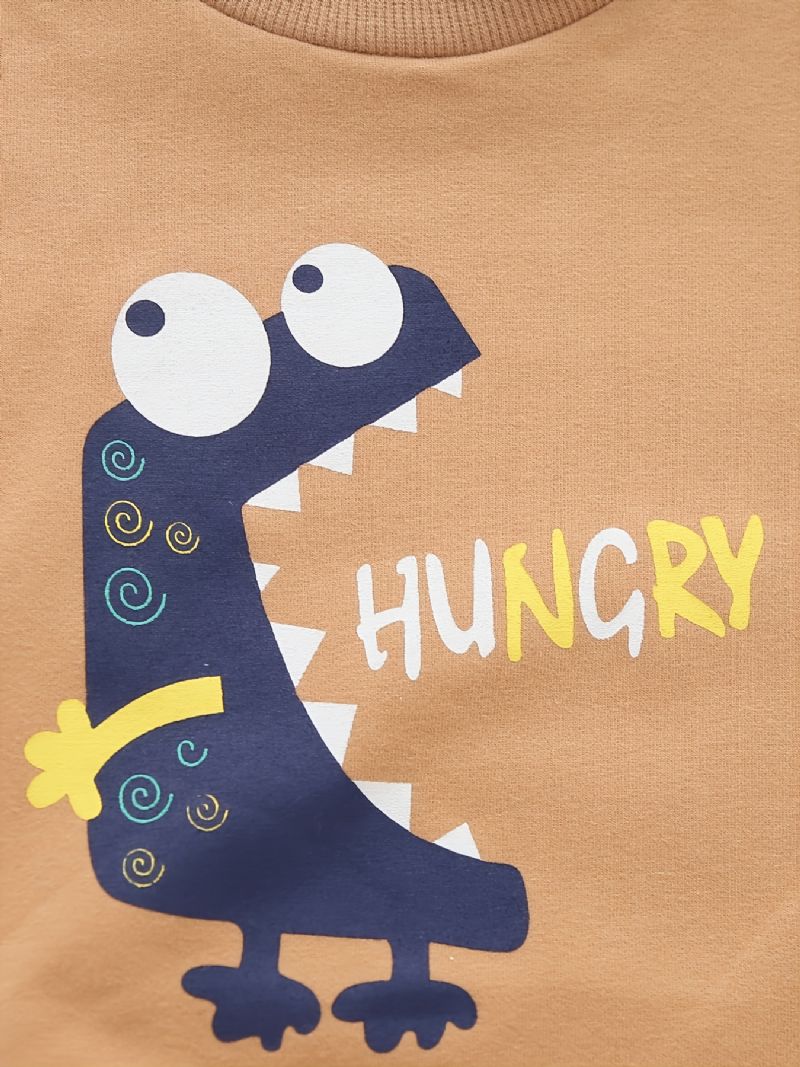 Børn Drenge Dinosaur Print Rundhals Langærmet Sweatshirt