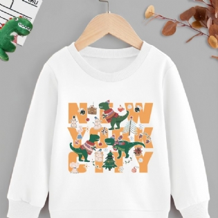 Børn Drenge Dinosaur Print Rundhals Langærmet Sweatshirt