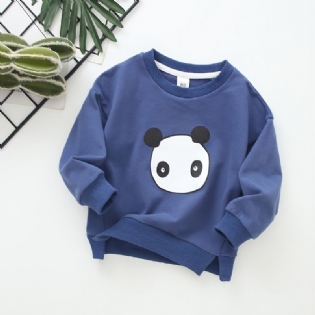 Børn Drenge Piger Print Panda Rundhals Langærmet Sweatshirt Efterår Vinter