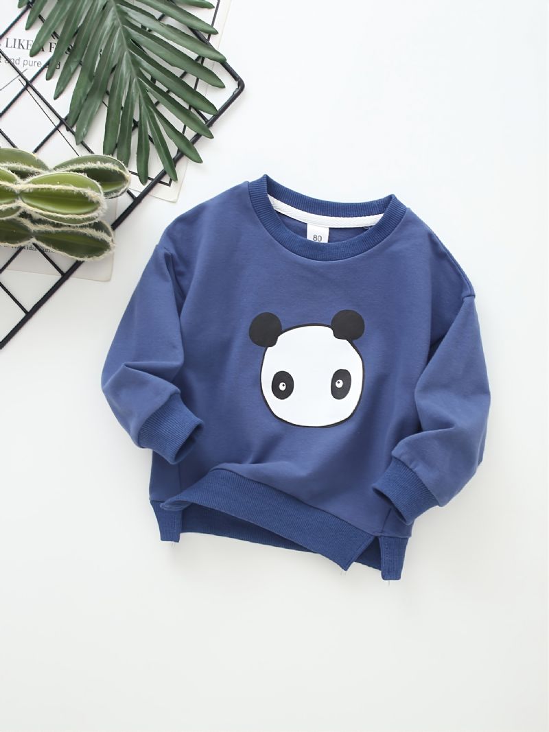 Børn Drenge Piger Print Panda Rundhals Langærmet Sweatshirt Efterår Vinter