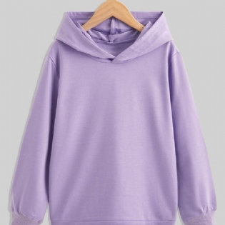 Børn Piger Power Pattern Autumn Solid Langærmet Hoodie Sweatshirt