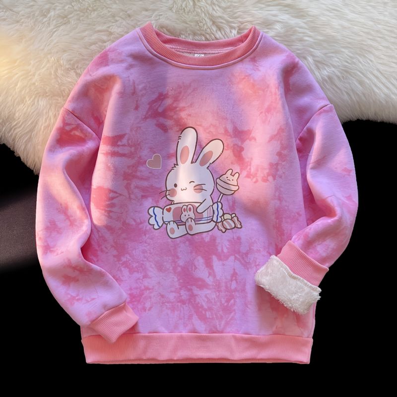 Børn Søde Bunny Candy Langærmede Rundhals Tie Dye Sweatshirts