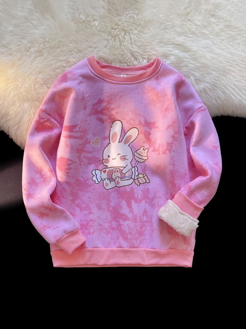 Børn Søde Bunny Candy Langærmede Rundhals Tie Dye Sweatshirts