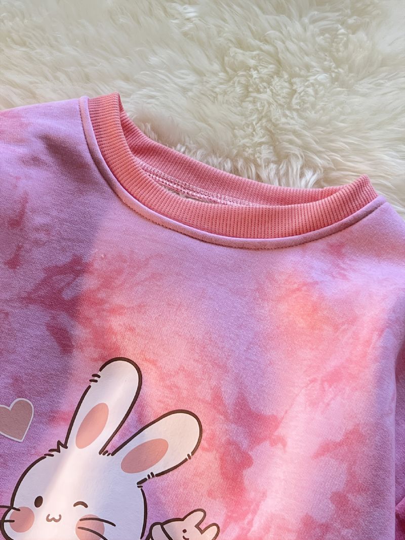 Børn Søde Bunny Candy Langærmede Rundhals Tie Dye Sweatshirts