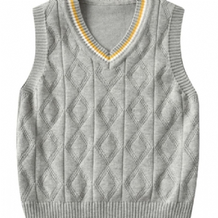 Børne Sweater Vest College Style Dreng Strikket Trøje