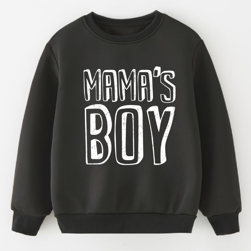Børns Drenge Brev Print Pullover Rundhals Langærmet Sweatshirt Børnetøj