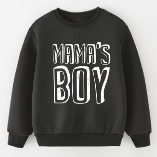 Børns Drenge Brev Print Pullover Rundhals Langærmet Sweatshirt Børnetøj