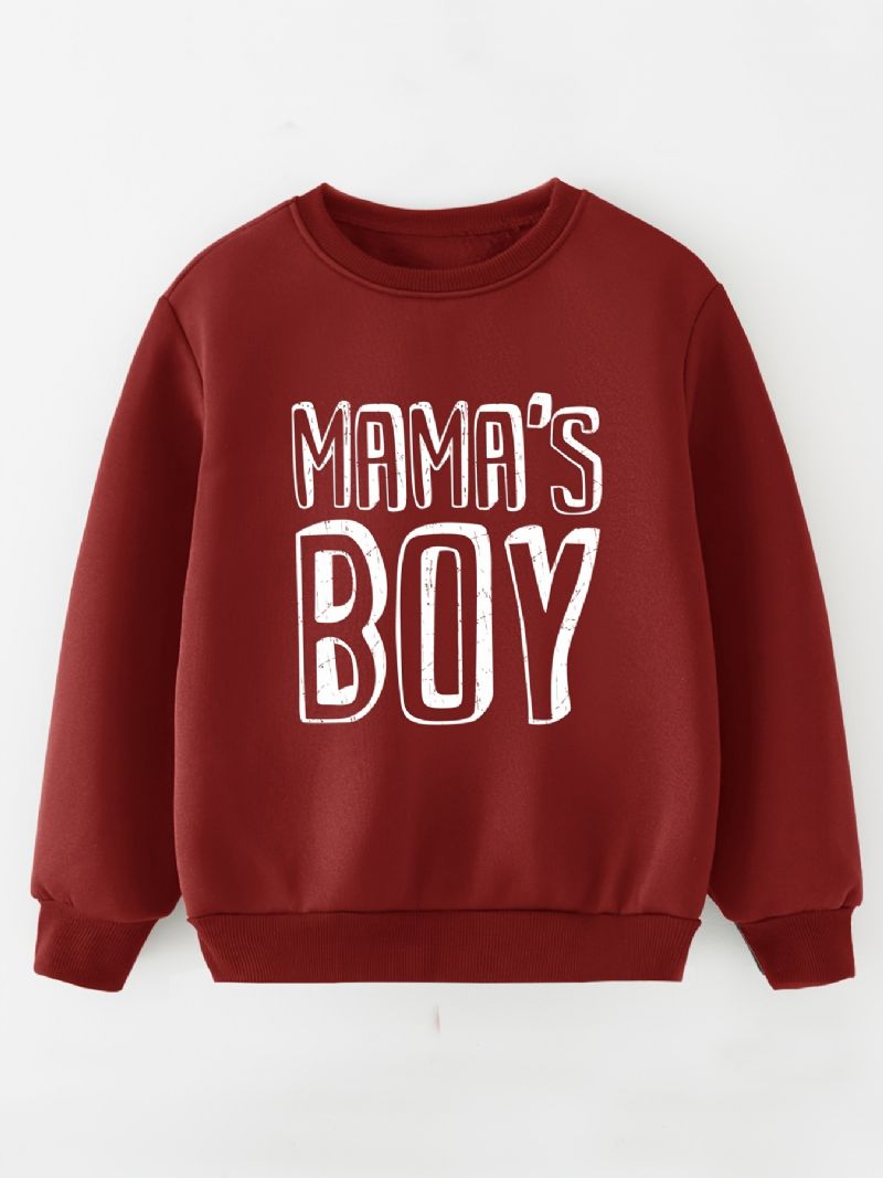 Børns Drenge Brev Print Pullover Rundhals Langærmet Sweatshirt Børnetøj