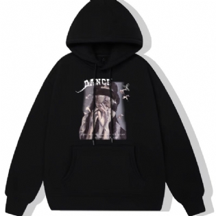 Dance Piger Print Hættetrøje Fleece Pullover Snøre Kængurulomme Aktiv Unisex Sweatshirt