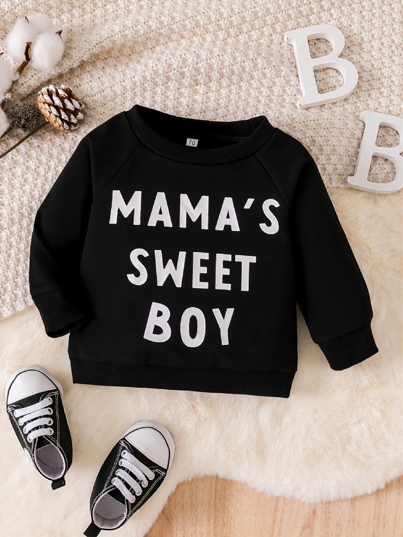 Drenge Børn Mama's Sweet Mønster Sweatshirt Med Rund Hals Efterår Vinter Warm