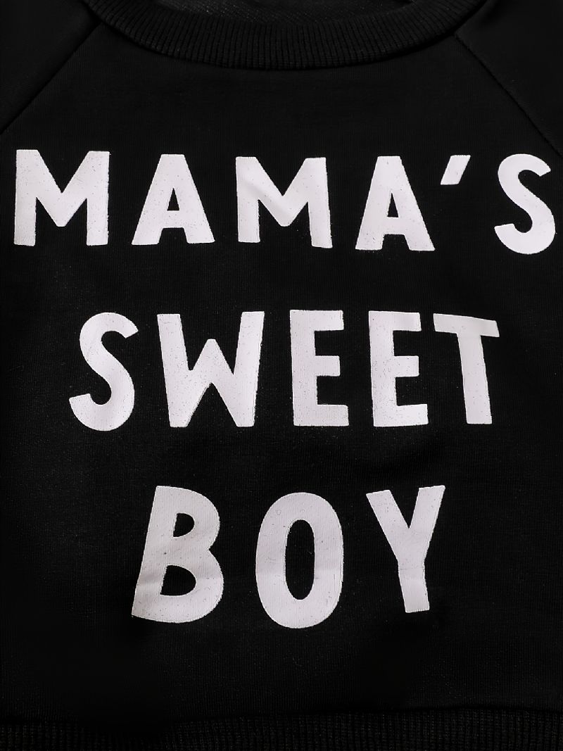Drenge Børn Mama's Sweet Mønster Sweatshirt Med Rund Hals Efterår Vinter Warm