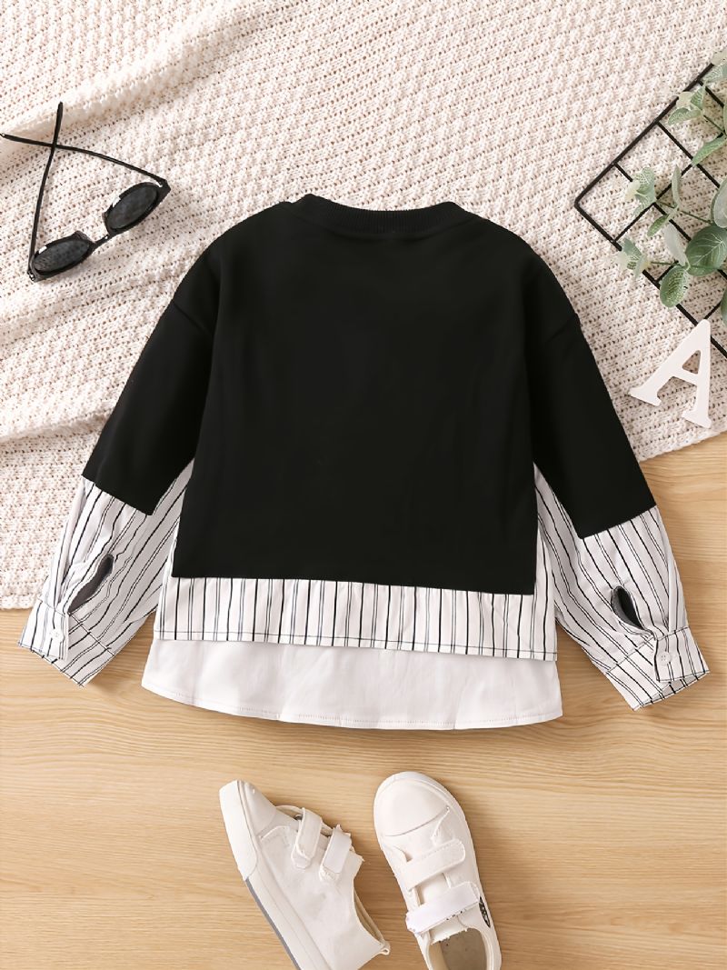 Drenge Brevprint Mode Syning Rund Hals Sweatshirt Efterår Vinter