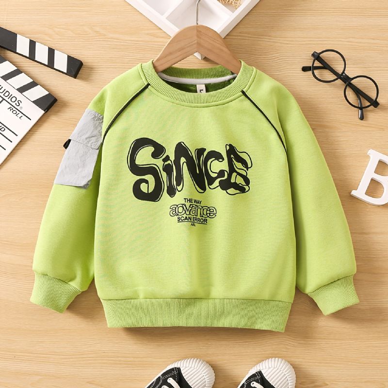 Drenge Brevtryk Rund Hals Syninger Sweatshirt Efterår Vinter