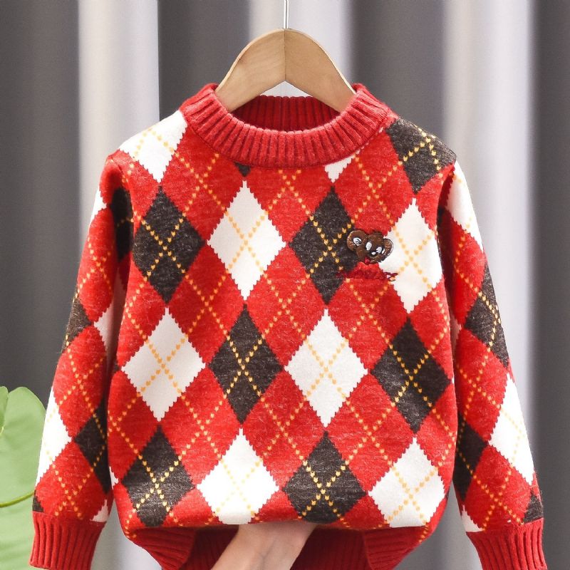 Drenge Broderet Sweater Til Jul 2023 Efterår Vinter Ny