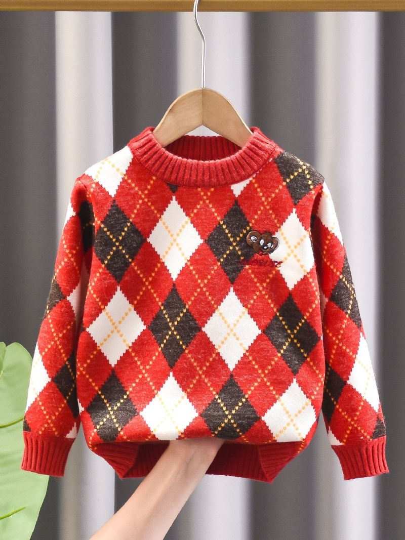 Drenge Broderet Sweater Til Jul 2023 Efterår Vinter Ny