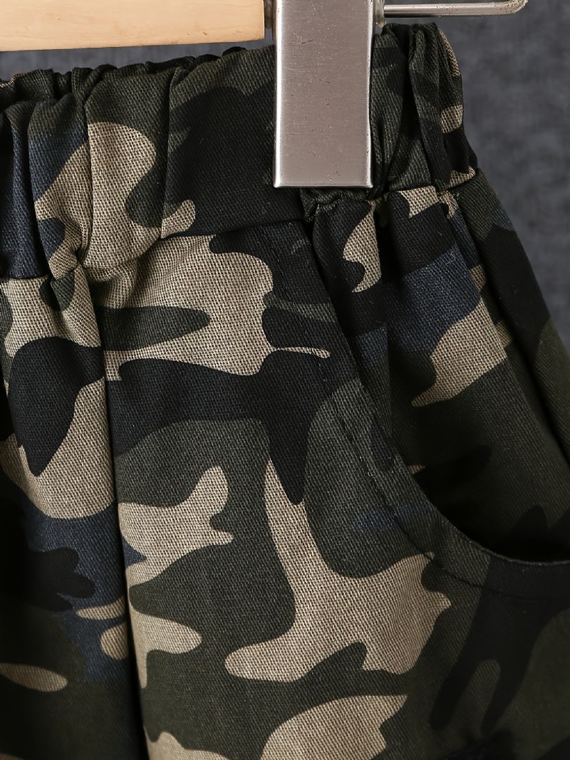 Drenge Camo Print Rund Hals Sweatshirt Leggings Bukser Sæt