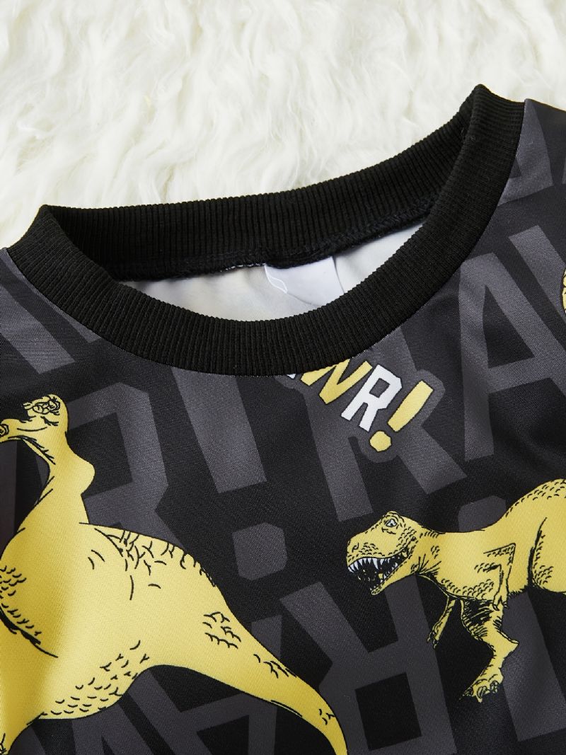 Drenge Casual Cartoon Dinosaur Letter Print Pullover Sweatshirt Til Vinter