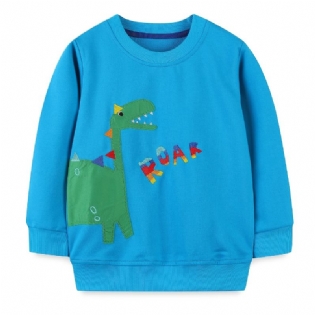 Drenge Casual Crew Neck Pullover Sweatshirt Med Tegneserie Dinosaur Print Til Vinter