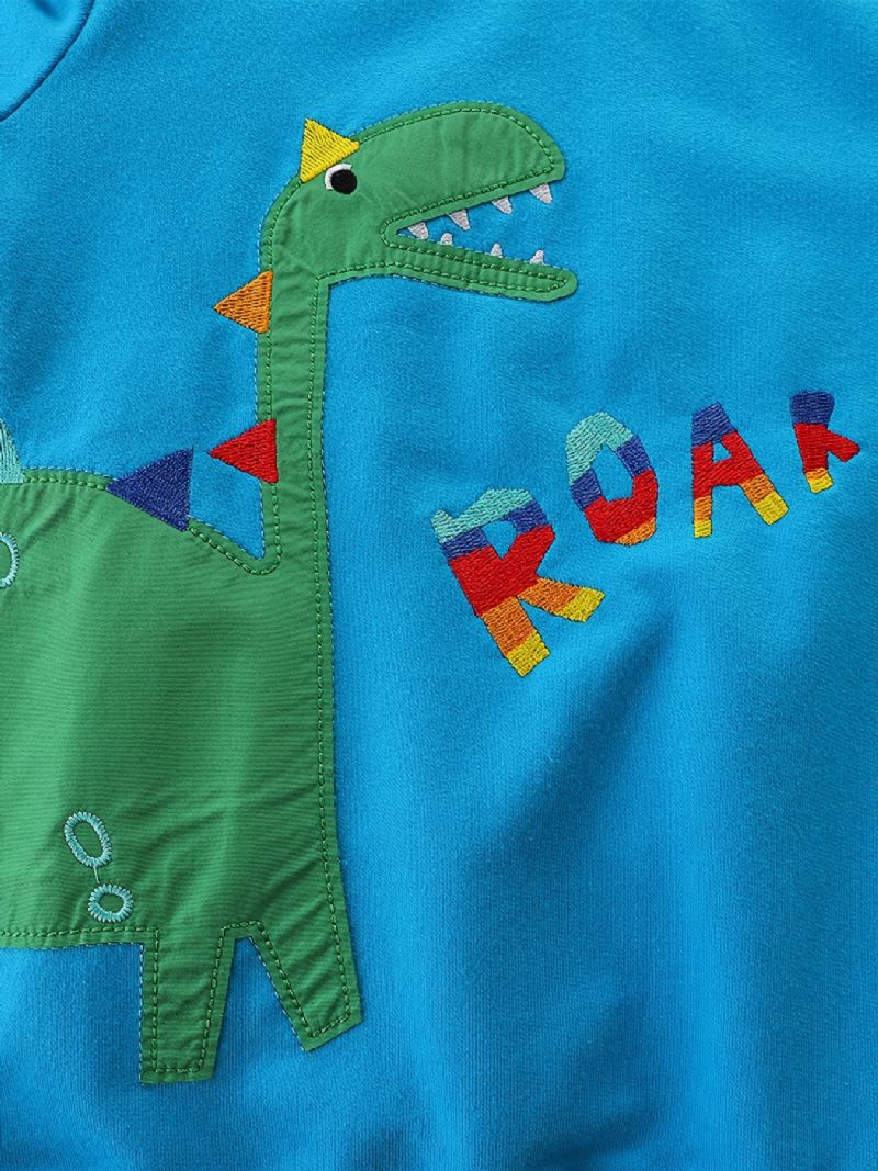 Drenge Casual Crew Neck Pullover Sweatshirt Med Tegneserie Dinosaur Print Til Vinter