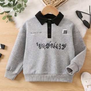 Drenge Casual Letter Print Langærmet Lapel Pullover Sweatshirt Tøj