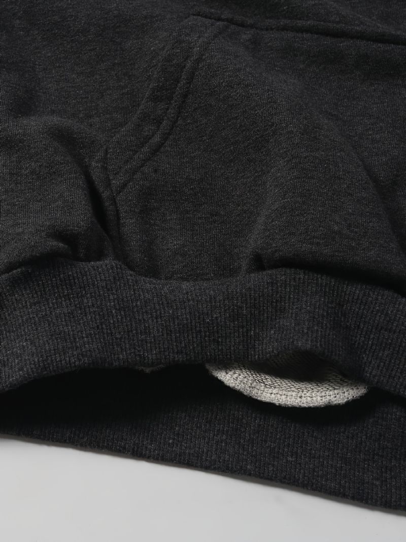 Drenge Casual Letter Print Pocket Front Langærmet Hættetrøje Tøj