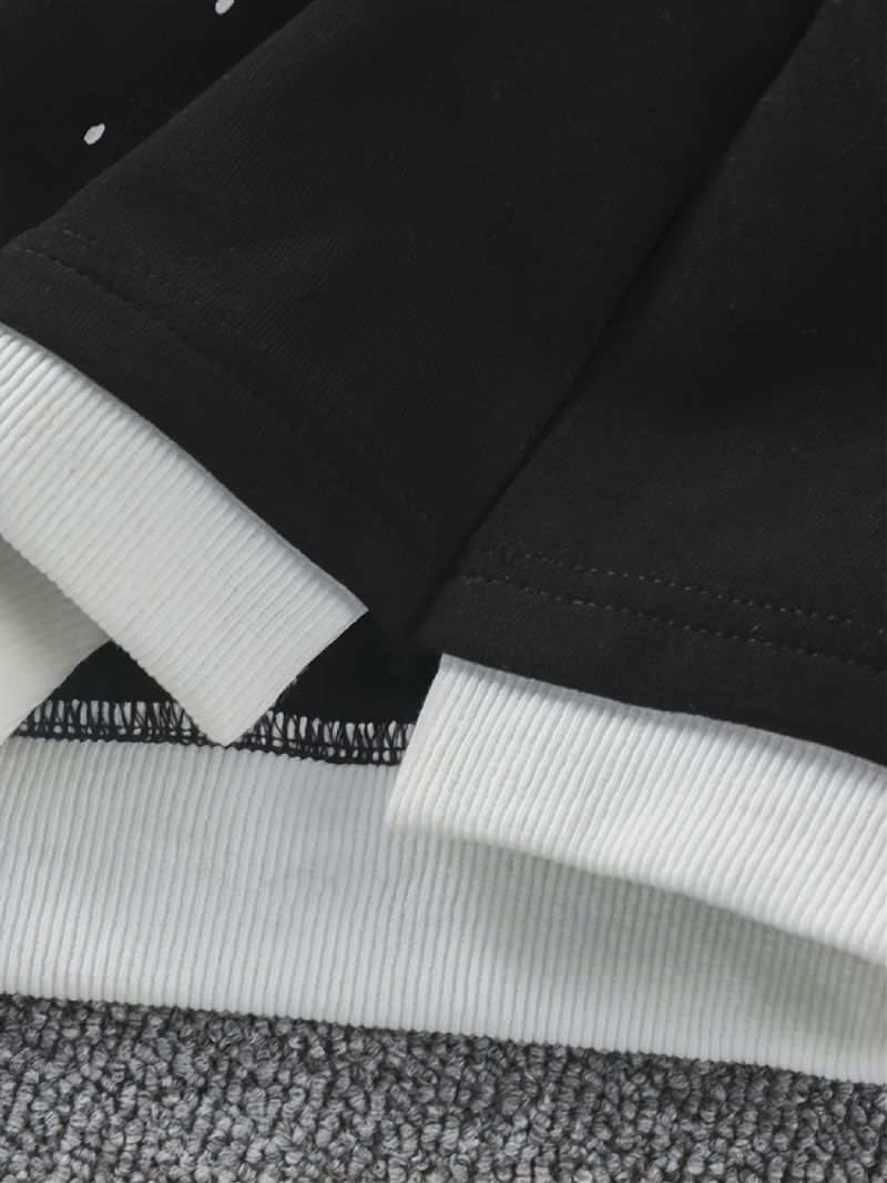 Drenge Casual Othomie Print Pullover Sweatshirt & Stribede Joggingbukser Til Udendørs Vinter
