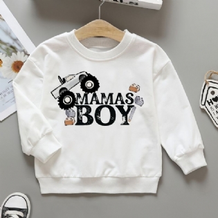 Drenge Casual Simple Pullover Sweatshirt Med Mamas Cartoon Car Print Til Vinter