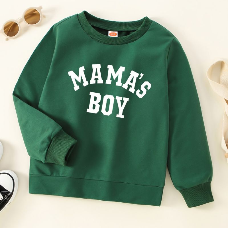 Drenge Casual Simple Pullover Sweatshirt Med Mama's Print Til Vinter