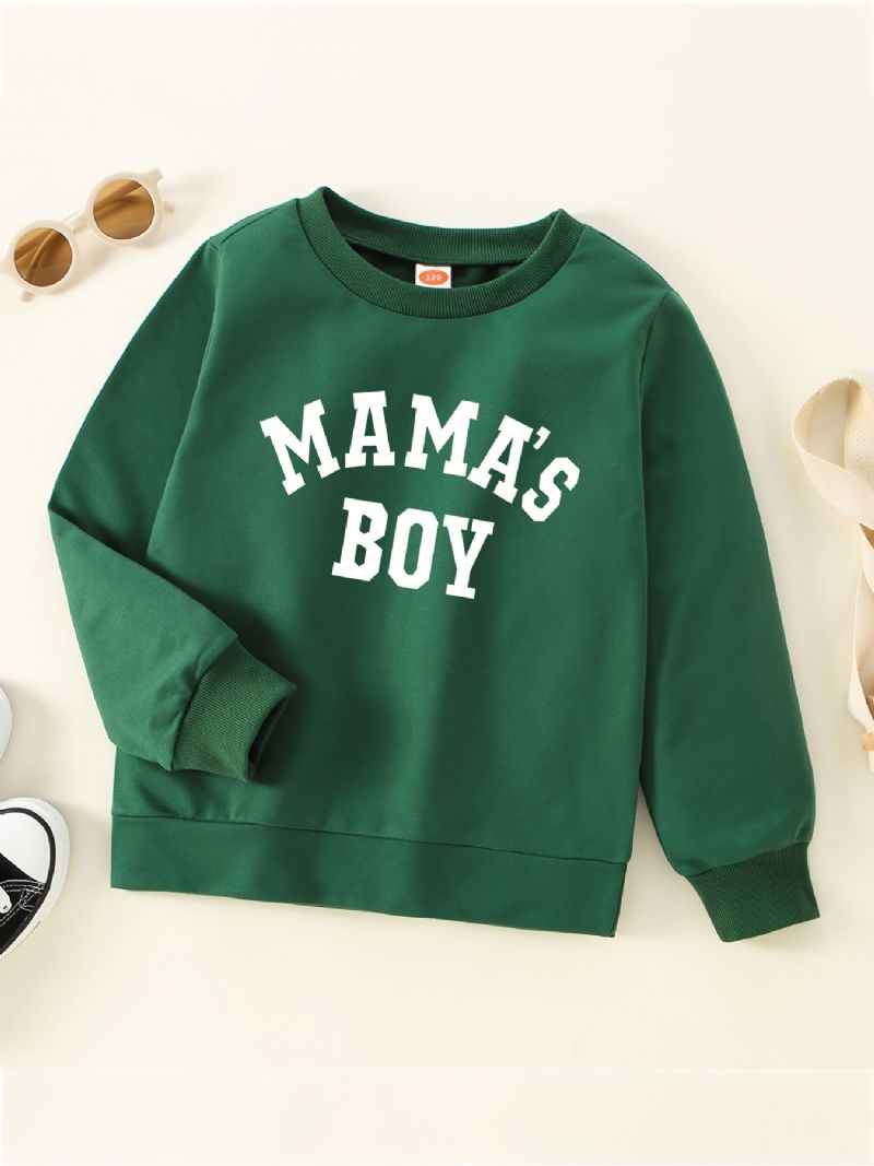 Drenge Casual Simple Pullover Sweatshirt Med Mama's Print Til Vinter