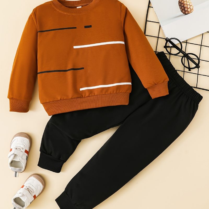 Drenge Casual Sports Rundhalset Langærmet Sweatshirt & Sweatpants 2 Stk