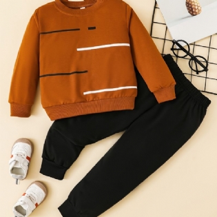 Drenge Casual Sports Rundhalset Langærmet Sweatshirt & Sweatpants 2 Stk