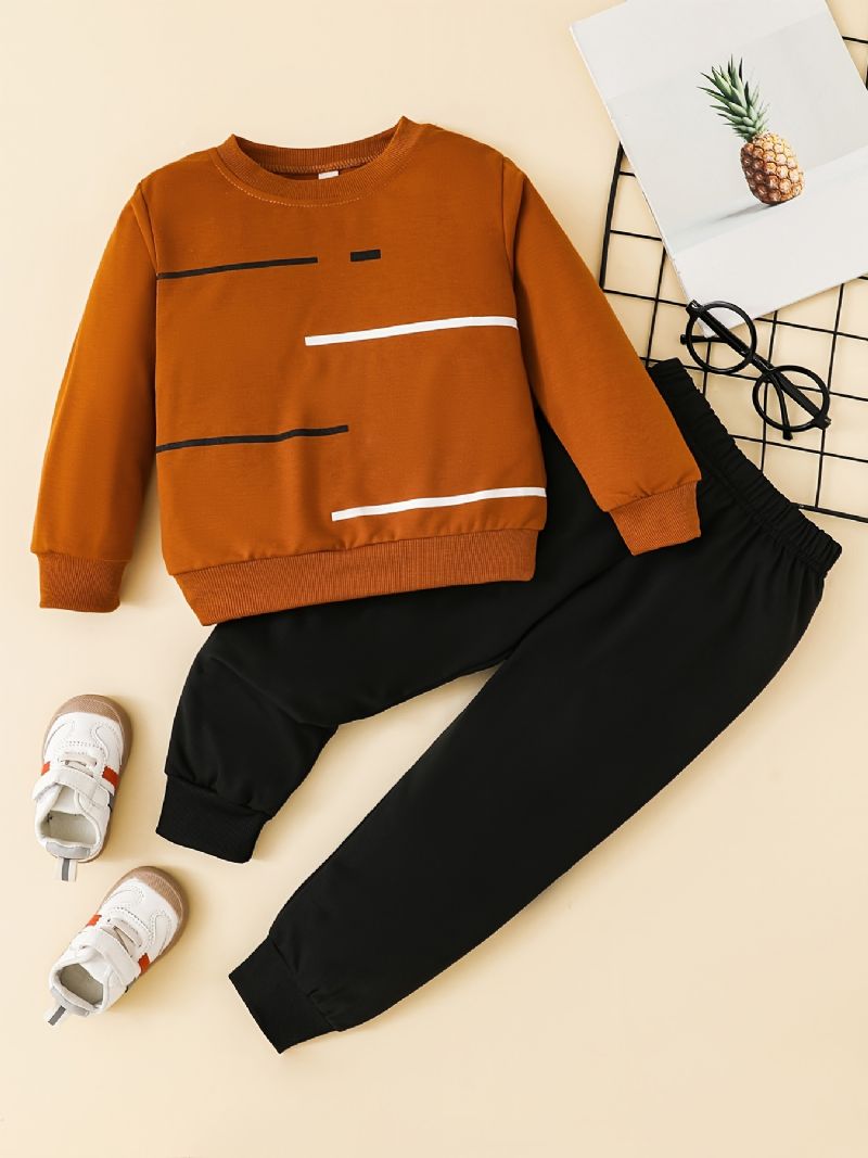 Drenge Casual Sports Rundhalset Langærmet Sweatshirt & Sweatpants 2 Stk