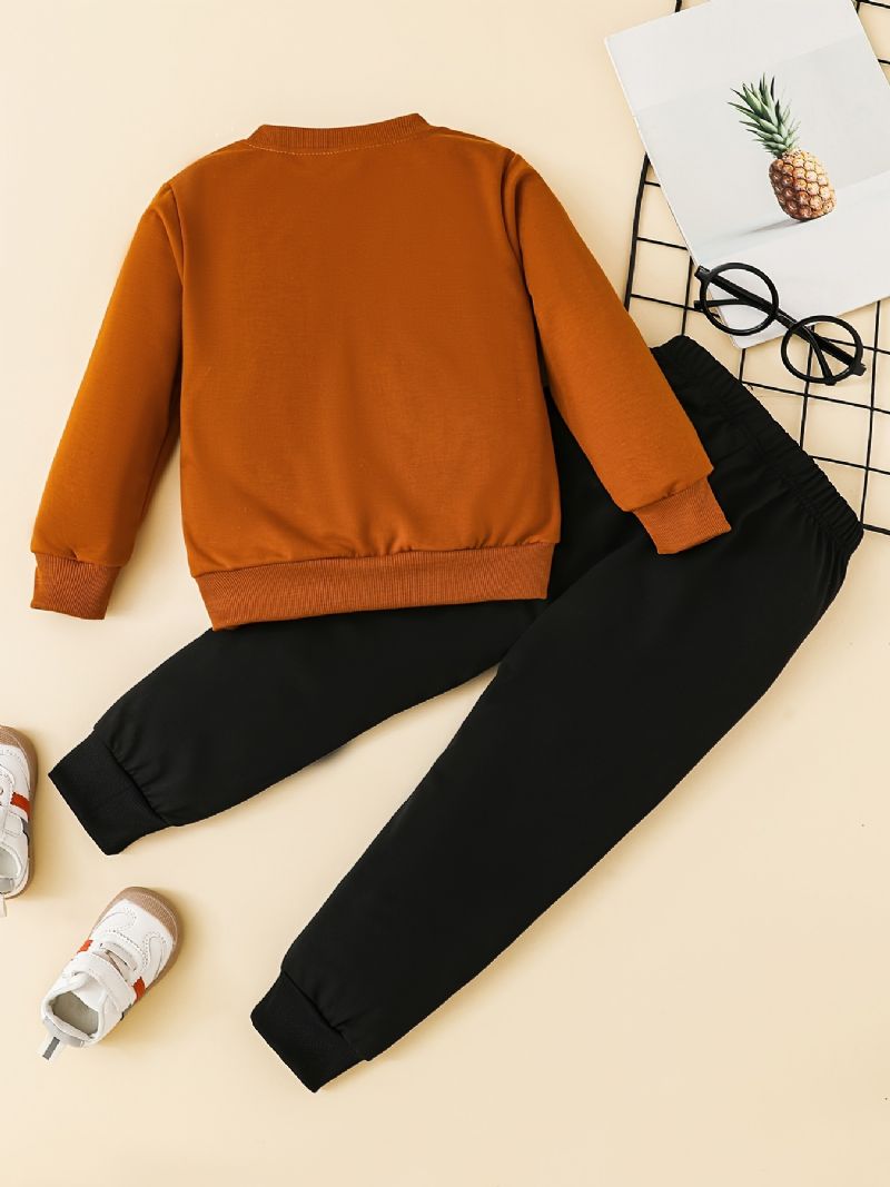 Drenge Casual Sports Rundhalset Langærmet Sweatshirt & Sweatpants 2 Stk