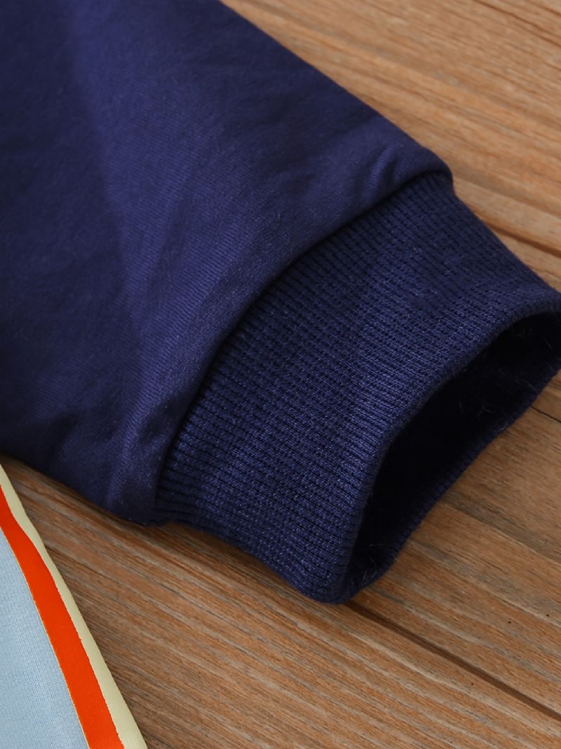 Drenge Casual Stribet Farve Blok Pullover Sweatshirt Langærmet Rund Hals Top