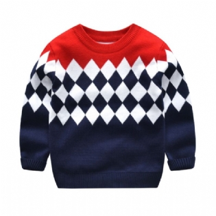 Drenge Causal Strikket Argyle Plaid Pullover Sweater Til Vinter