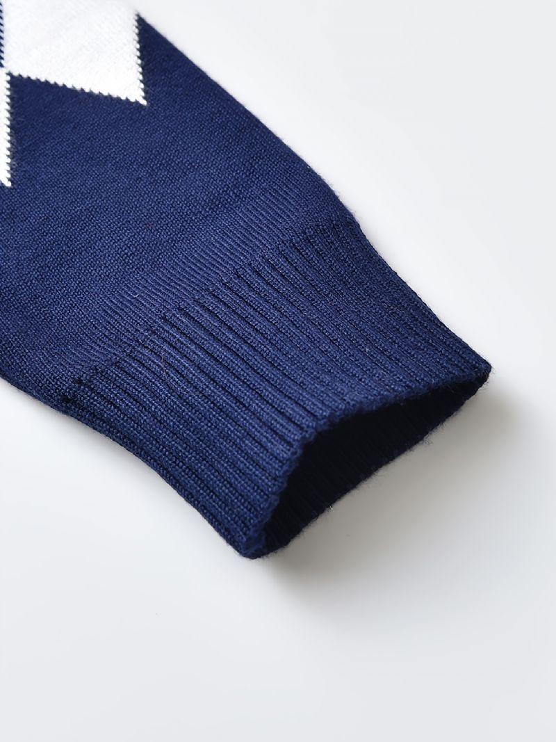 Drenge Causal Strikket Argyle Plaid Pullover Sweater Til Vinter