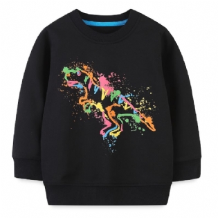Drenge Dinosaur Print Pullover Rundhals Langærmet Sweatshirt