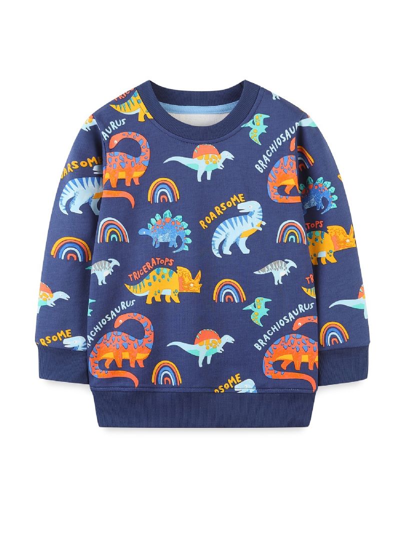 Drenge Dinosaur Print Pullover Rundhals Langærmet Sweatshirt Børnetøj