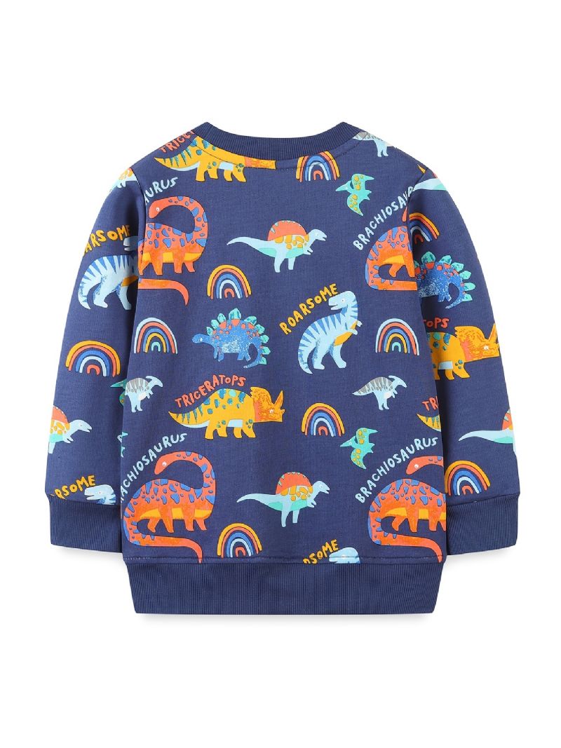 Drenge Dinosaur Print Pullover Rundhals Langærmet Sweatshirt Børnetøj