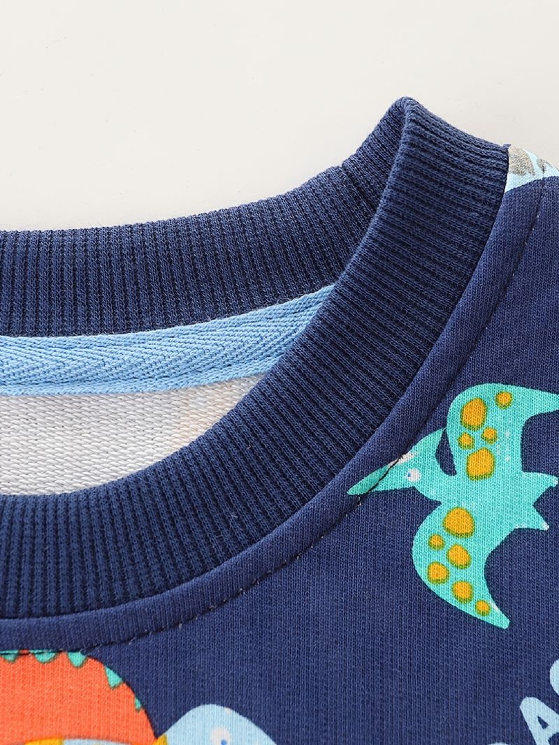 Drenge Dinosaur Print Pullover Rundhals Langærmet Sweatshirt Børnetøj