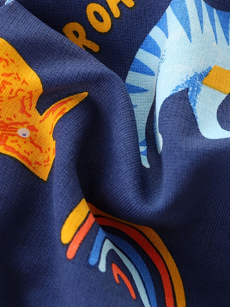 Drenge Dinosaur Print Pullover Rundhals Langærmet Sweatshirt Børnetøj