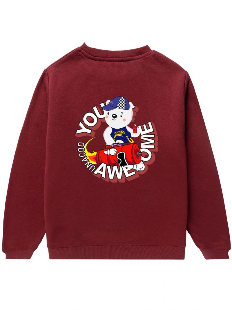 Drenge Ensfarvet Casual Sports Sweatshirt Basic Print
