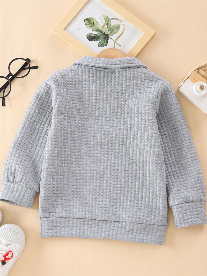 Drenge Ensfarvet Lynlåslomme Langærmet Sweatshirt