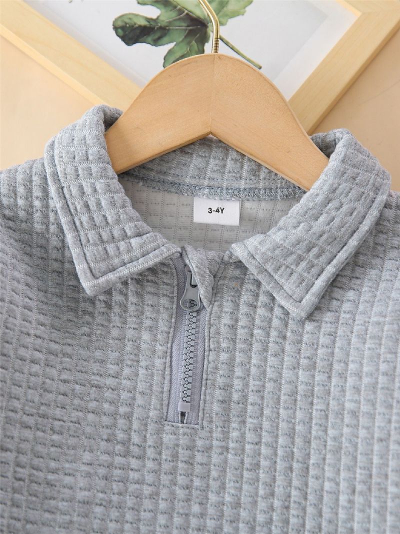 Drenge Ensfarvet Lynlåslomme Langærmet Sweatshirt