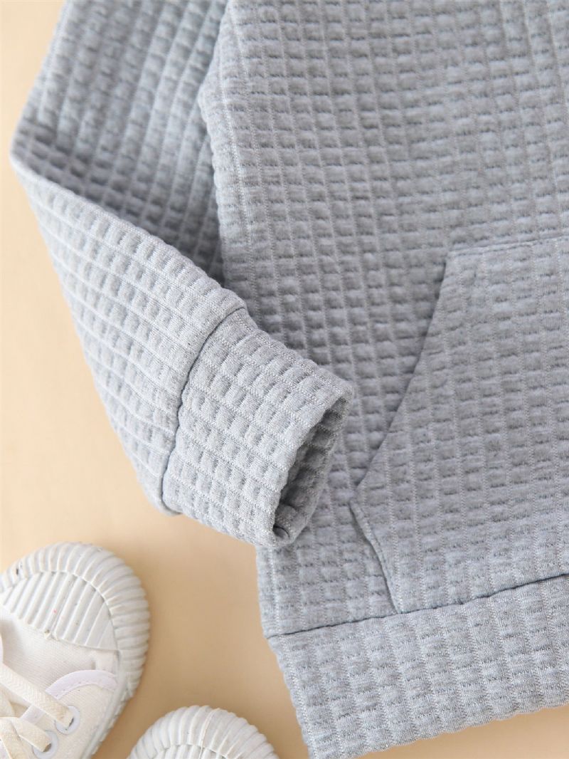 Drenge Ensfarvet Lynlåslomme Langærmet Sweatshirt