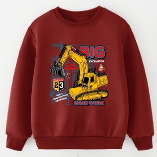 Drenge Gravemaskine Print Pullover Rundhals Langærmet Sweatshirt Børnetøj