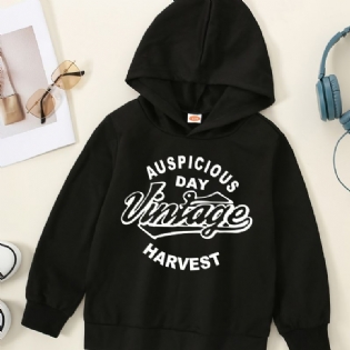 Drenge Hættetrøje Brevtryk Langærmet Pullover Sweatshirt Børnetøj