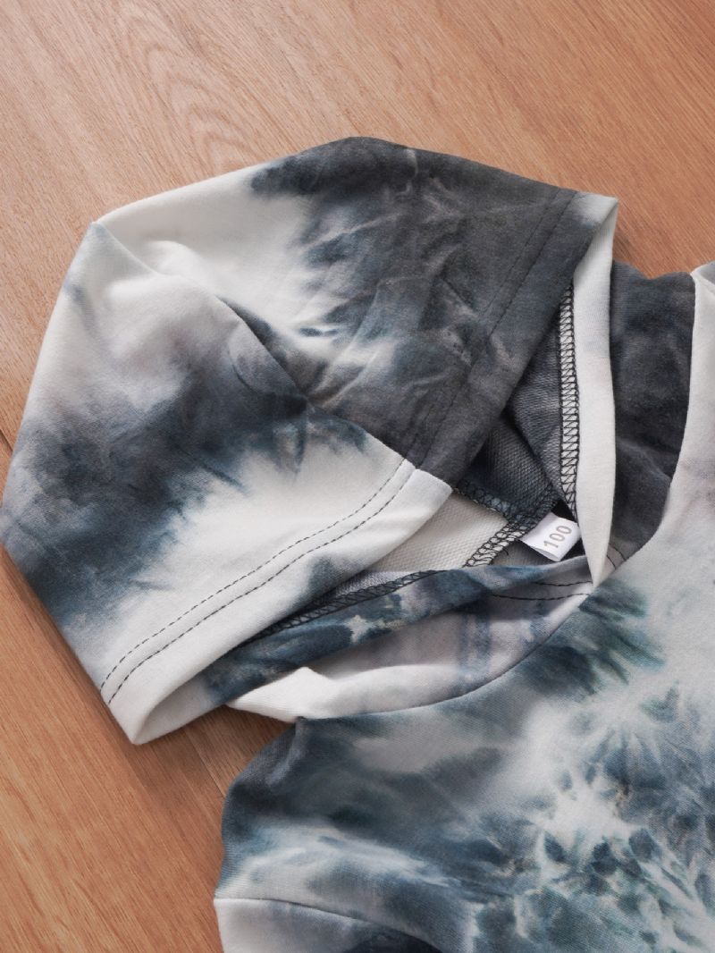 Drenge Hættetrøje Tie Dye Trykt Langærmet Afslappet Trøje Med Lomme-outfits