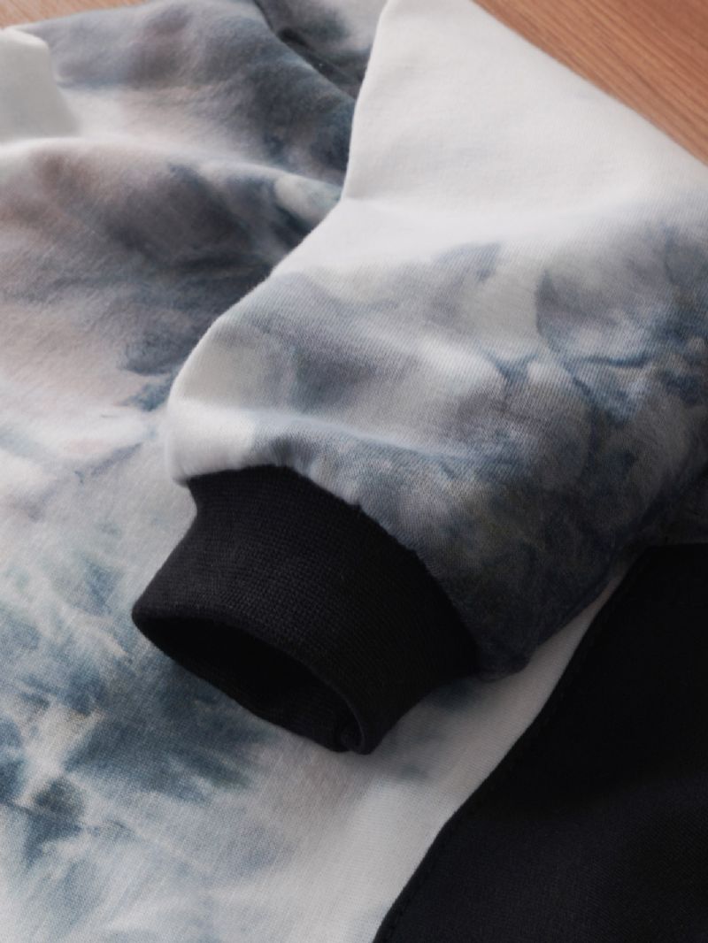 Drenge Hættetrøje Tie Dye Trykt Langærmet Afslappet Trøje Med Lomme-outfits